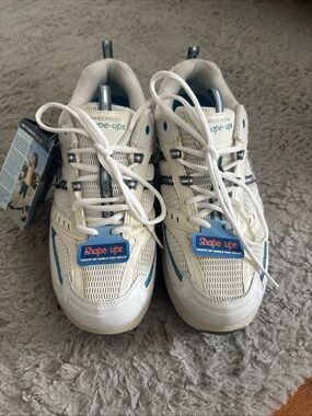 Vintage Sketchers Shape Ups Fitness Sneakers Womens Sz 11 White Blue NEW No Box